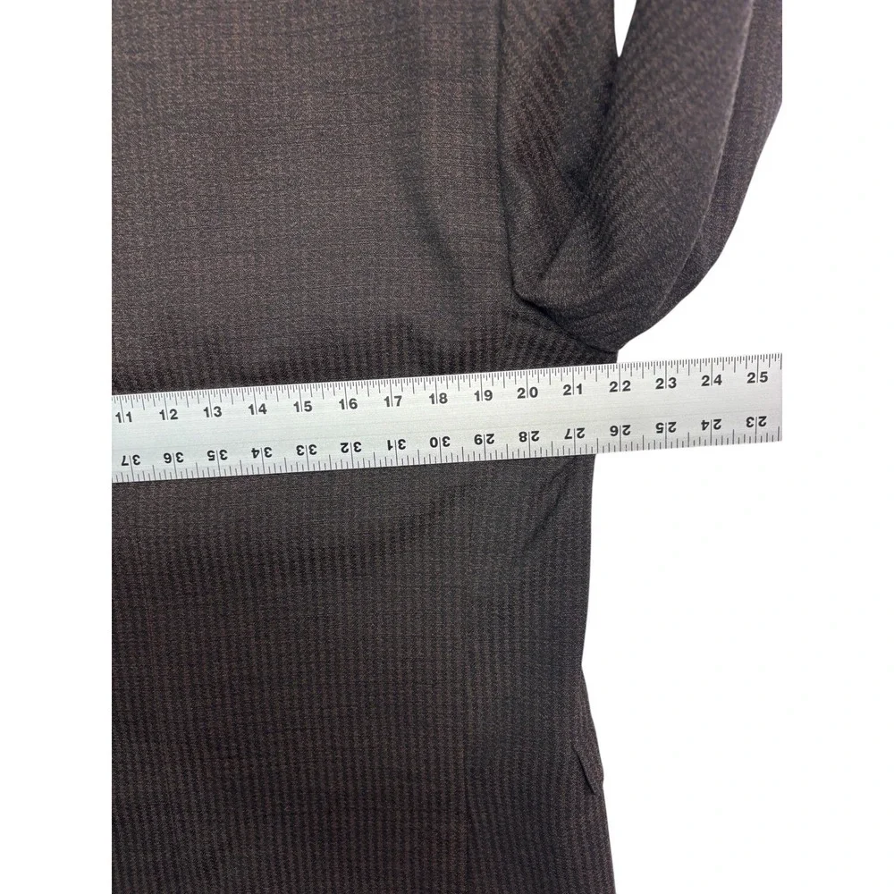 vtg 60s Bespoke 40R 32x30 Brown Stripe 2pc Pant Suit Wool Pleated High Waisted